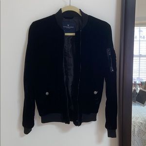 Black velvet bomber jacket